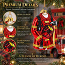Heroic Fireman Uniform Glass Christmas Ornament