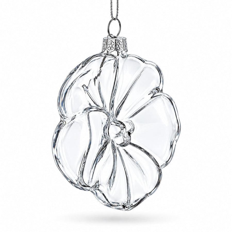 Flower-Shaped Clear Glass Christmas Ornament