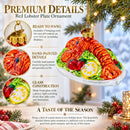 Red Lobster Plate Glass Christmas Ornament