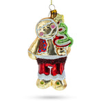 Festive Gingerbread with Christmas Tree Blown Glass Ornament