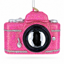 Vintage Pink Camera Glass Christmas Ornament
