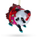 Festive Panda in Colorful Dress Glass Christmas Ornament