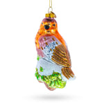 Colorful Songbird on Branch Glass Christmas Ornament