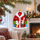 Jacket With Santa and Reindeer Glass Christmas Ornament