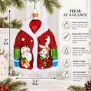 Jacket With Santa and Reindeer Glass Christmas Ornament
