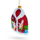 Jacket With Santa and Reindeer Glass Christmas Ornament