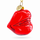 Red Lips Glass Christmas Ornament