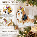 Shih Tzu with Pearls Glass Christmas Ornament