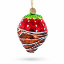 Chocolate-Dipped Strawberry Glass Christmas Ornament