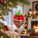 Chocolate-Dipped Strawberry Glass Christmas Ornament