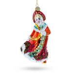 Festive Snow Maiden in Red Blown Glass Christmas Ornament