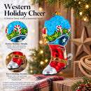 Cowboy Boot with Candy Canes Glass Christmas Ornament