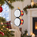 Rhythmic Bongo Drums Glass Christmas Ornament