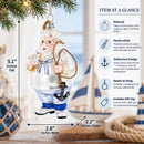 Sailor Santa with Anchor Glass Christmas Ornament