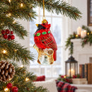 Red Cardinal on a Tree Branch Glass Christmas Ornament