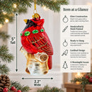 Red Cardinal on a Tree Branch Glass Christmas Ornament