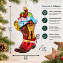 Western Cowboy Boot with Gifts Glass Christmas Ornament