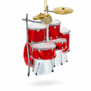 Rocking' Red Drum Kit Glass Christmas Ornament