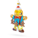 Jolly Gingerbread Man Blown Glass Christmas Ornament