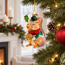 Squirrel Cradling an Acorn Glass Christmas Ornament