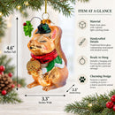 Squirrel Cradling an Acorn Glass Christmas Ornament