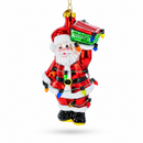 Santa with Festive Lights Glass Christmas Ornament