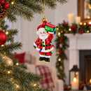 Santa with Festive Lights Glass Christmas Ornament