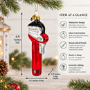 Adjustable Red Wrench Glass Christmas Ornament