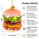 Double Cheeseburger Glass Christmas Ornament
