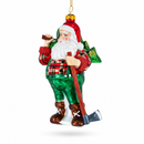 Lumberjack Santa Glass Christmas Ornament