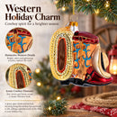 Cowboy Boots and Hat Glass Christmas Ornament