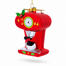 Vintage Red Espresso Machine Glass Christmas Ornament