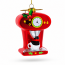 Vintage Red Espresso Machine Glass Christmas Ornament