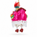 Hen in Dress Glass Christmas Ornament