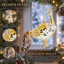 Regal Golden Peacock Glass Christmas Ornament