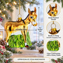 Donkey with Festive Decorations Glass Christmas Ornament
