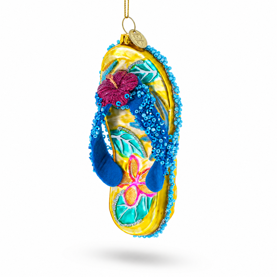 Beaded Flip Flops Glass Christmas Ornament