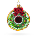 Frosted Green Donut Blown Glass Christmas Ornament
