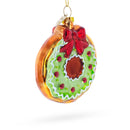 Frosted Green Donut Blown Glass Christmas Ornament