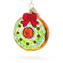 Frosted Green Donut Blown Glass Christmas Ornament