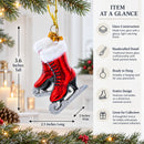 Red Skates Glass Christmas Ornament