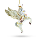 Enchanting White Unicorn Blown Glass Christmas Ornament
