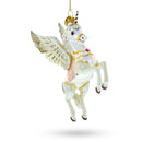 Enchanting White Unicorn Blown Glass Christmas Ornament