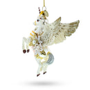 Enchanting White Unicorn Blown Glass Christmas Ornament