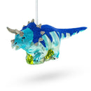 Sparkling Glittered Dinosaur Blown Glass Christmas Ornament