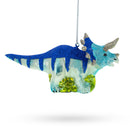 Sparkling Glittered Dinosaur Blown Glass Christmas Ornament