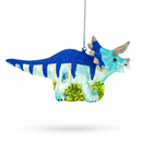 Glittered Dinosaur Glass Christmas Ornament