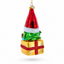 Gnome Bearing Gifts Glass Christmas Ornament