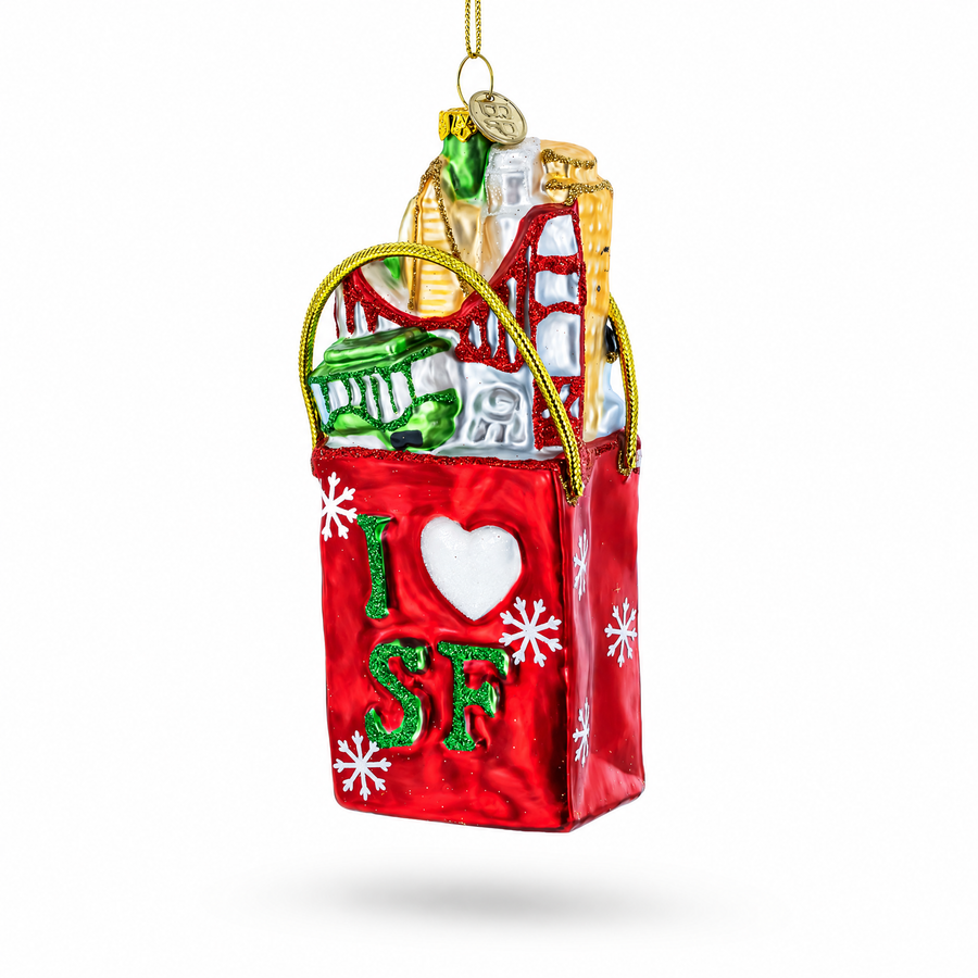 I Love San Francisco Glass Christmas Ornament