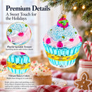 Cupcake with Glitter Accents Glass Christmas Ornament